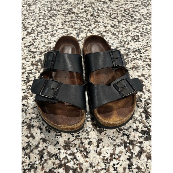 Birkenstock Shoes - Birkenstock Betula Black Leather Two Strap Sandals Men 6 Women 8 Eur 39